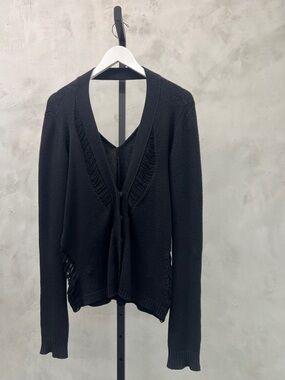 Altuzarra Black V-Neck Tie-Front Cardigan Sweater